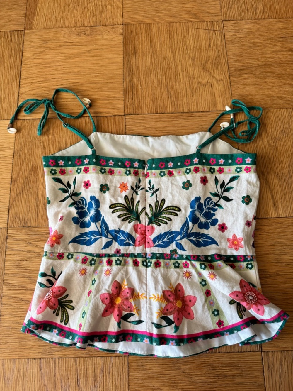 House of Harlow Floral Linen Blend Peplum Top Sleeveless Cottage Boho - Picture 3 of 7